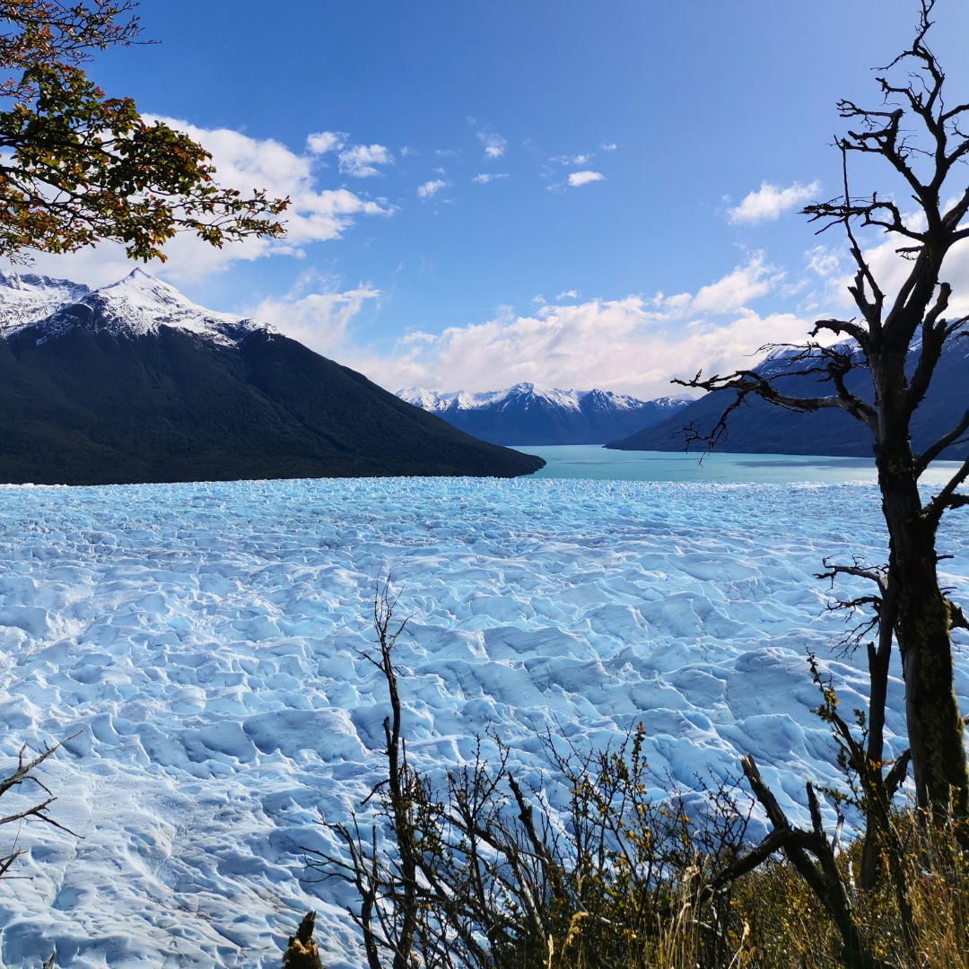 Vue du glacier Perito Moreno avec les montagnes et le lac lors de du trekking Big Ice